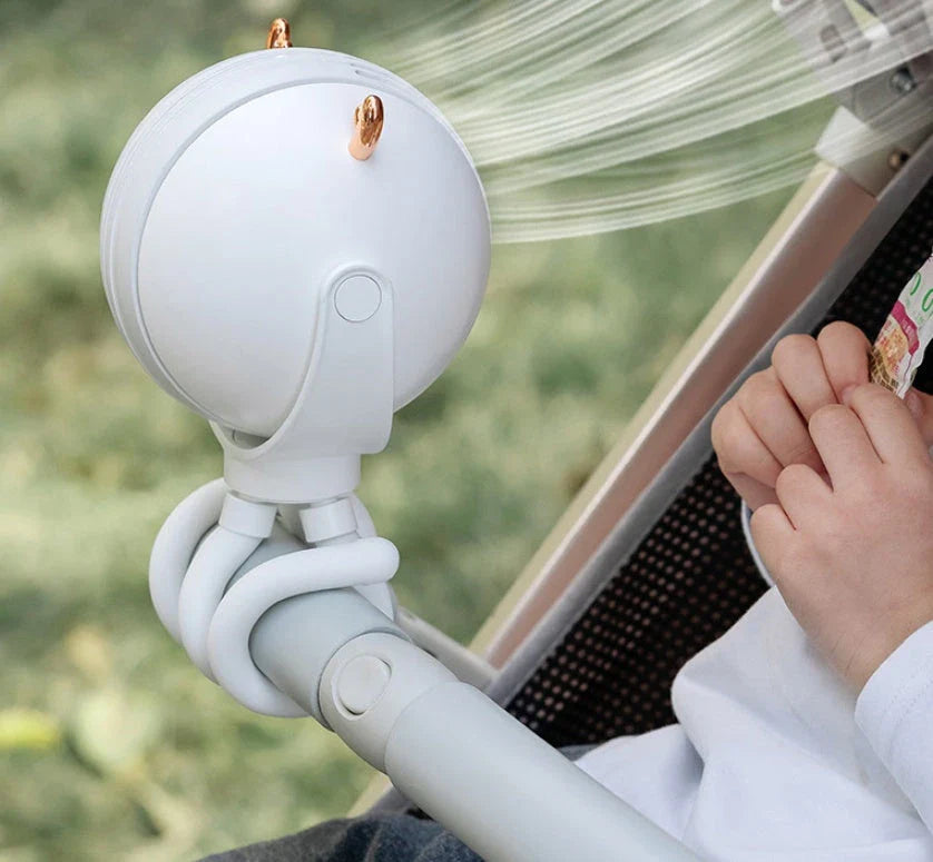 Quiet USB Desk Fan with octopus-inspired design, providing a gentle, soothing breeze for your workspace or study area.