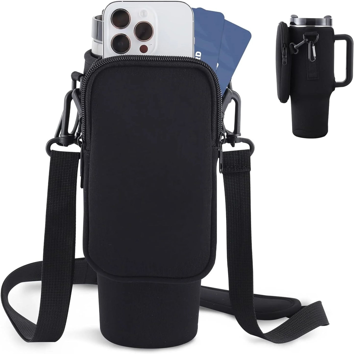 Slok Water Bottle Carrier Bag for 40oz tumblers with adjustable strap and front pockets
