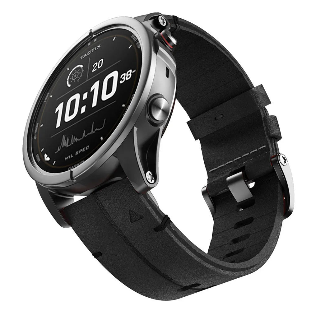 Quick release leather watch strap for Jiaming in black, 22mm width
