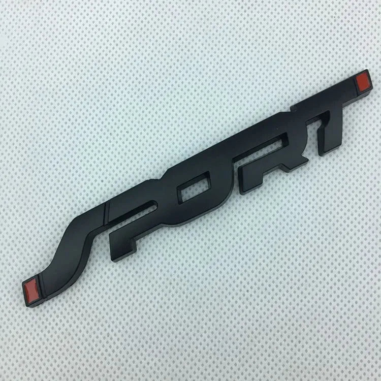 Metal car sticker for sports car with 3D effect in silver or black simple style vehicle exterior decal
