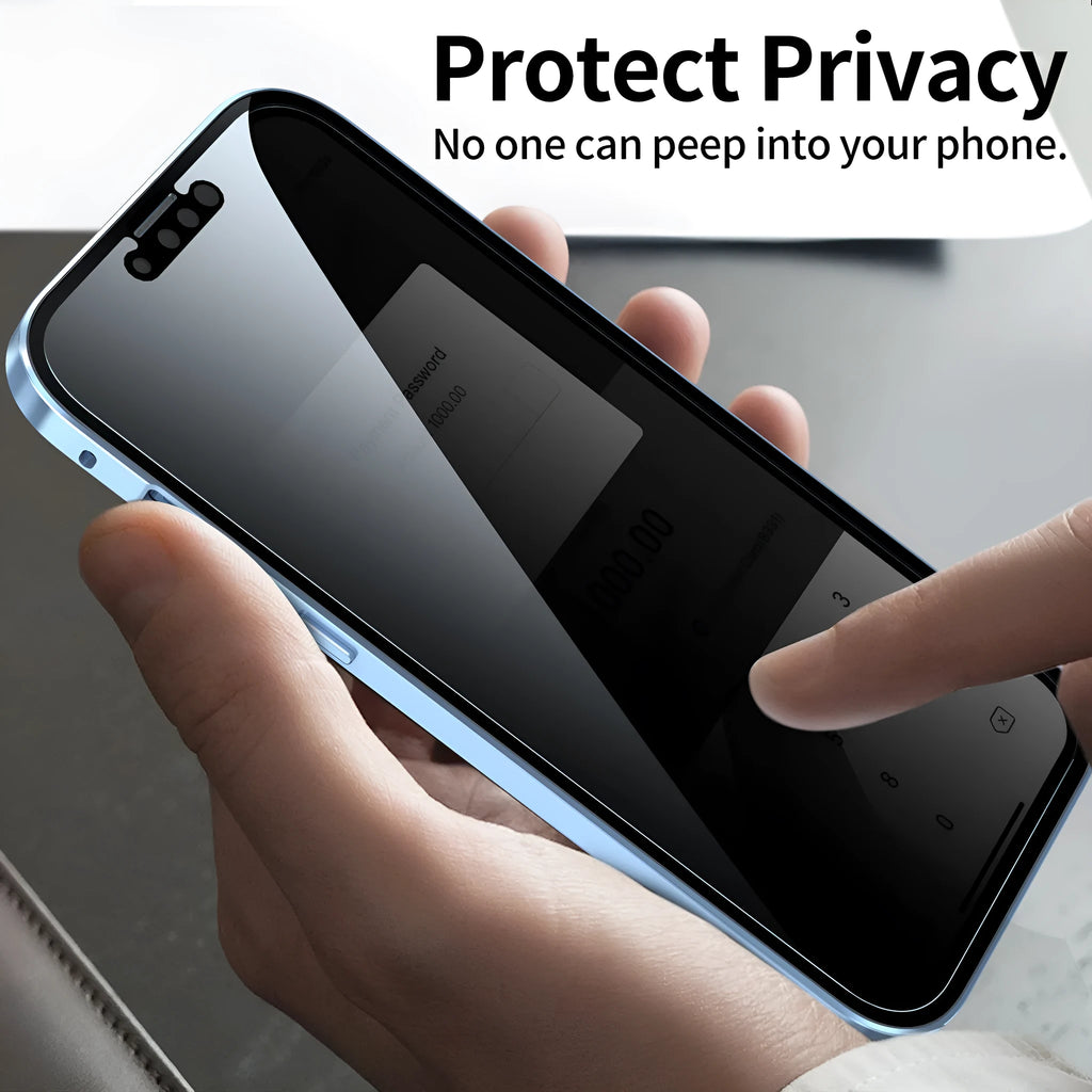 Black magneto phone case with a double-sided metal frame for iPhone, showing simple solid-colour design