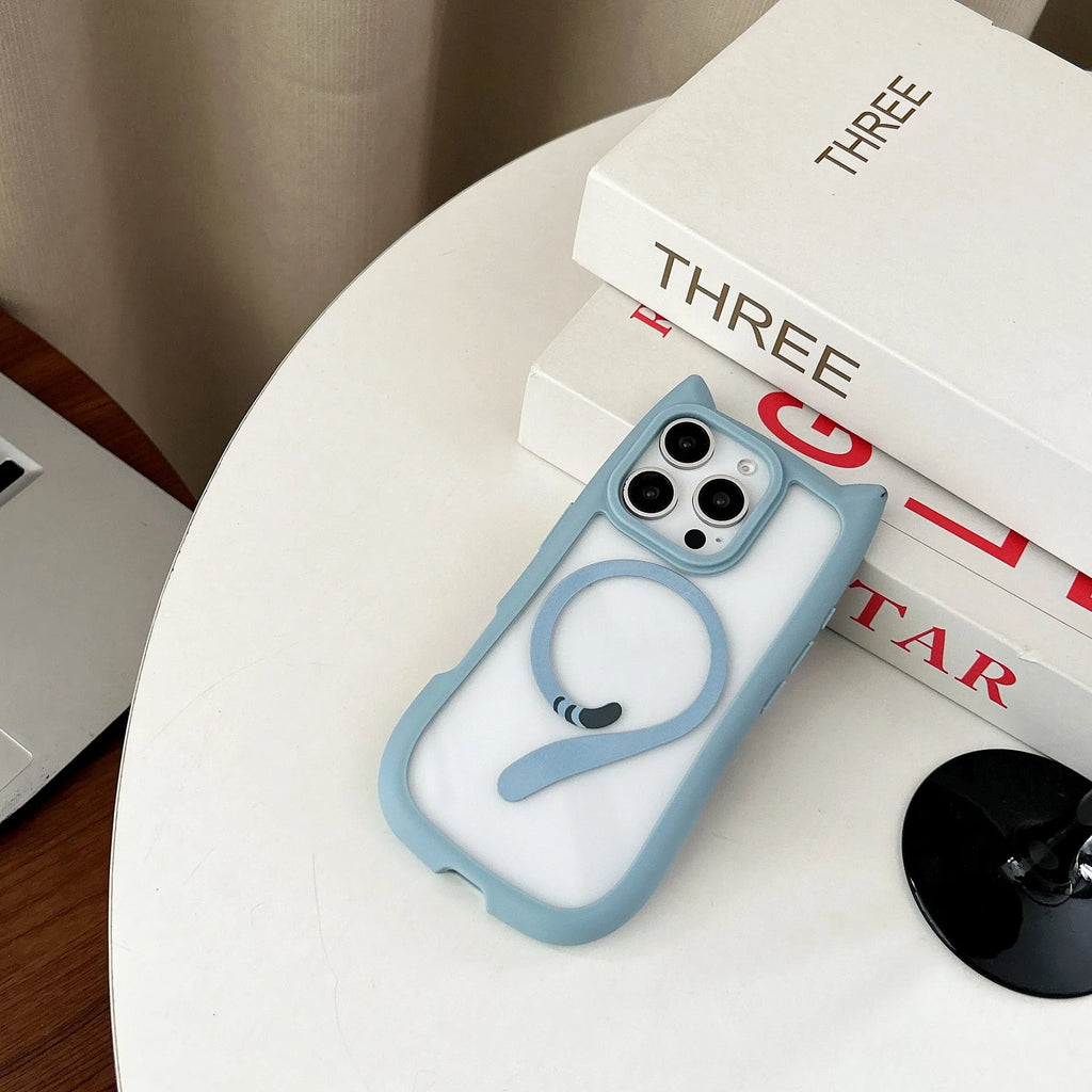 Transparent acrylic and black TPU phone case for iPhone 17 with a removable airbag component.