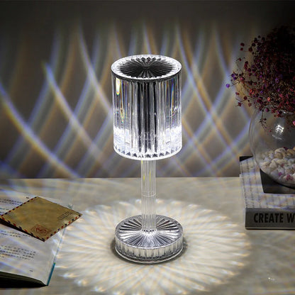 Elegant crystal table lamp with dimmable LED lighting for home decor