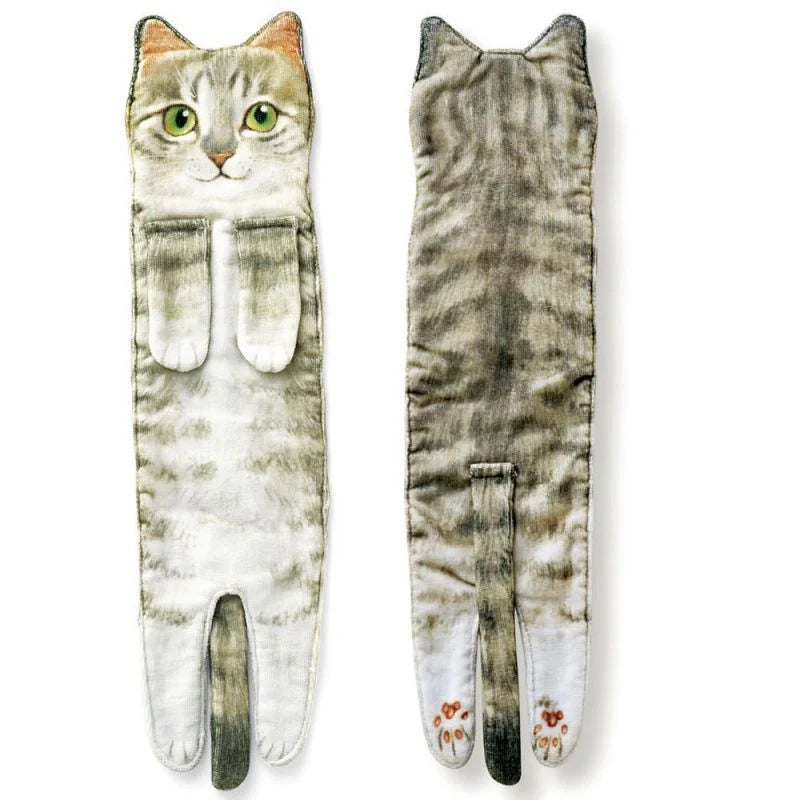 Long cat shape hand towels in various colors for bathroom and kitchen use