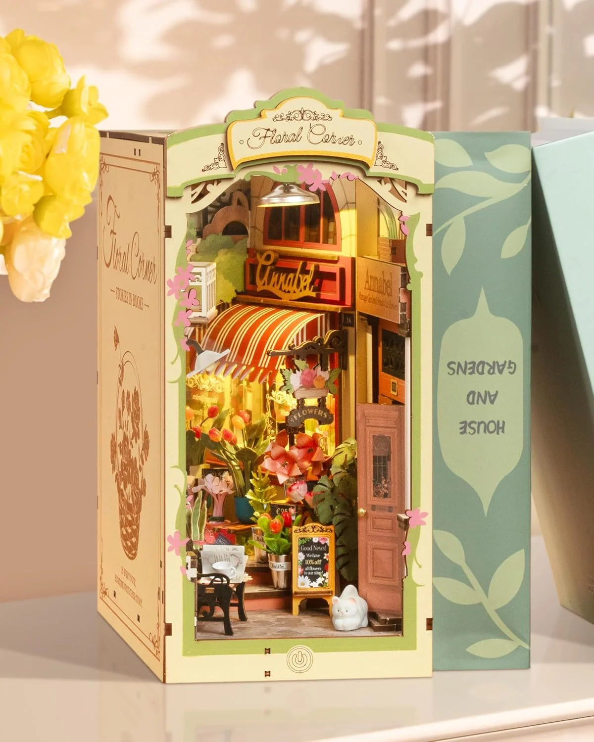 ROBOTIME Rolife DIY Book Nook Kit 3D Wooden Puzzle with LED Light for Bookshelf Decoration