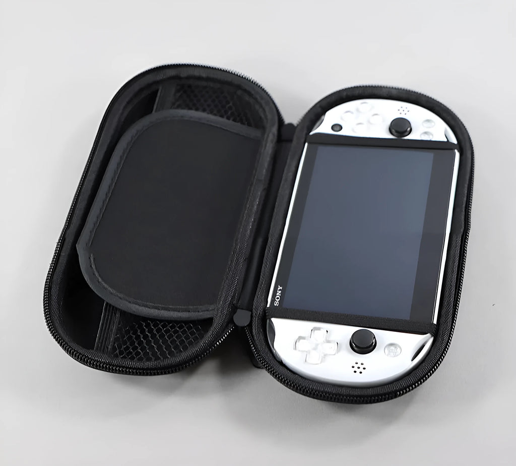 Shockproof storage bag for PSVita console in black, blue, and red colours
