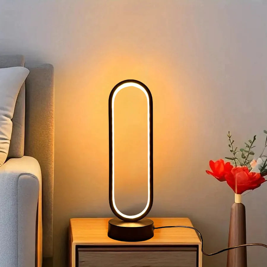 USB LED night lamp ring dimming black white acrylic iron 32 cm decorative wall light
