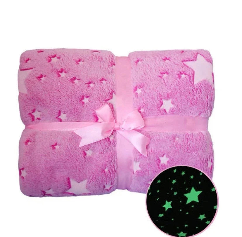 Glowing stars and moons polyester wool blanket for nighttime comfort