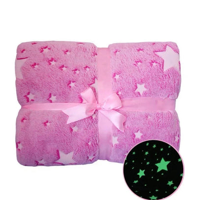 Glowing stars and moons polyester wool blanket for nighttime comfort