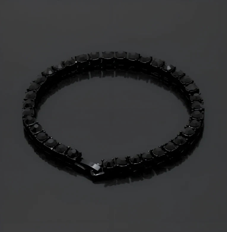 Gold iced hip hop bracelet with AAA rhinestone geometric chain, 5mm width 8 inch length on wrist