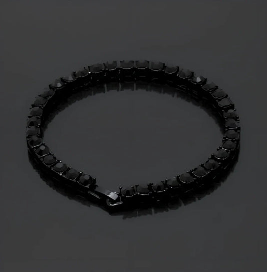 Gold iced hip hop bracelet with AAA rhinestone geometric chain, 5mm width 8 inch length on wrist