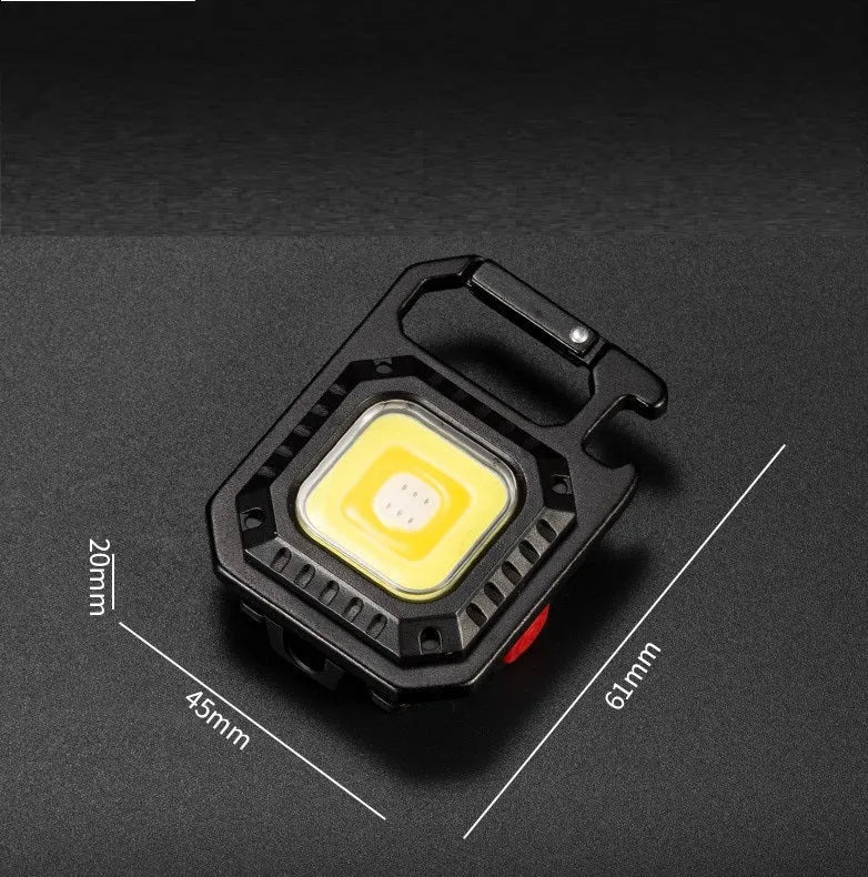 30W multifunctional aluminium alloy keychain light with white yellow red light modes and built-in tools