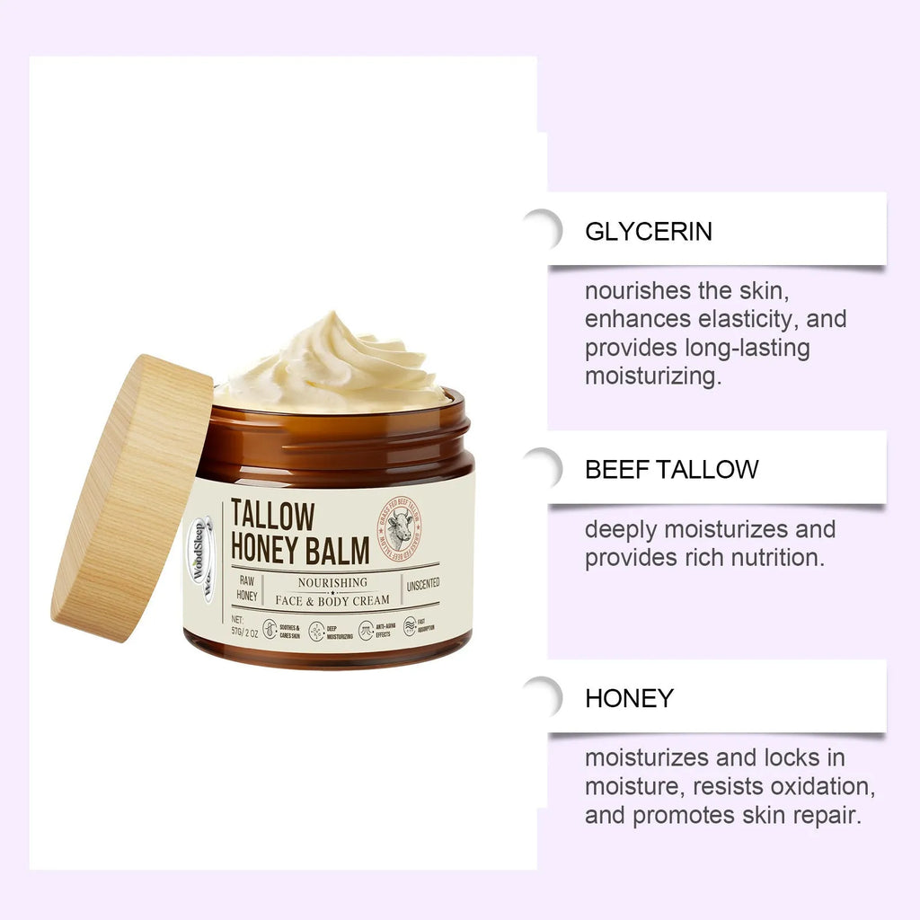 Tube of tallow honey skin repair moisturising cream, 57g net content.