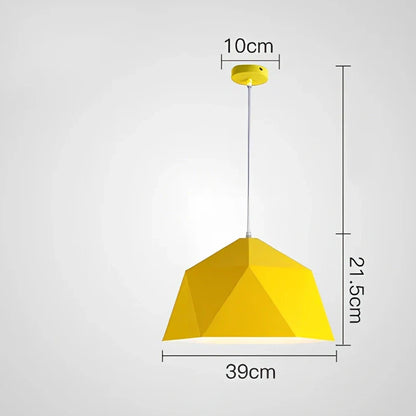 Colourful geometric iron hanging lamp, 46cm diameter, adjustable to 2m height in black or white for home lighting