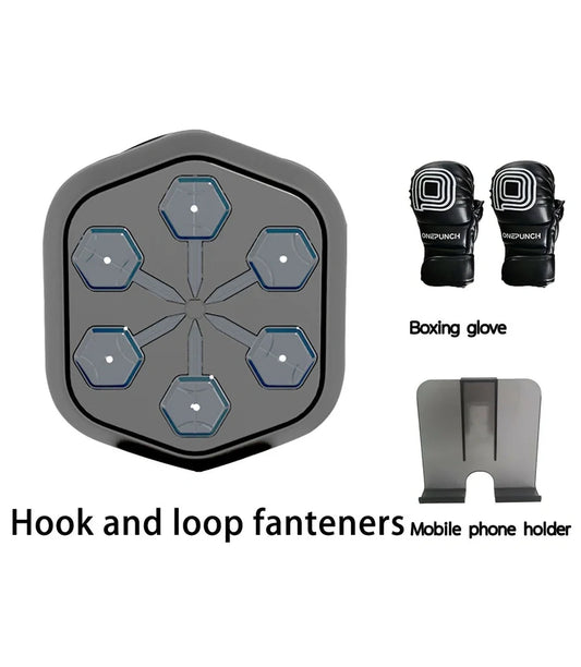 Black smart boxing machine with Bluetooth connectivity and 200kg strike capacity