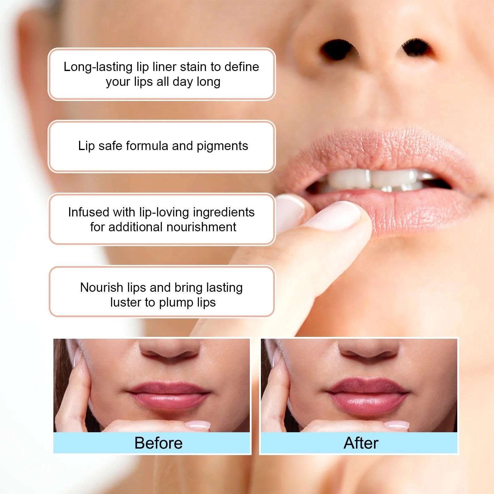 Waterproof stripping lip liner in light brown, dark brown, and wine red shades