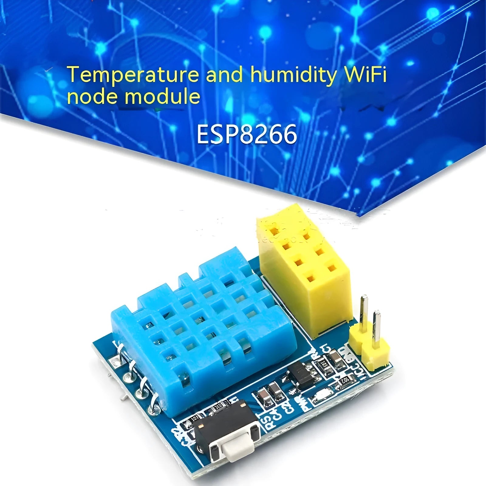 Compact DHT11 WiFi temperature and humidity node module for wireless environment monitoring