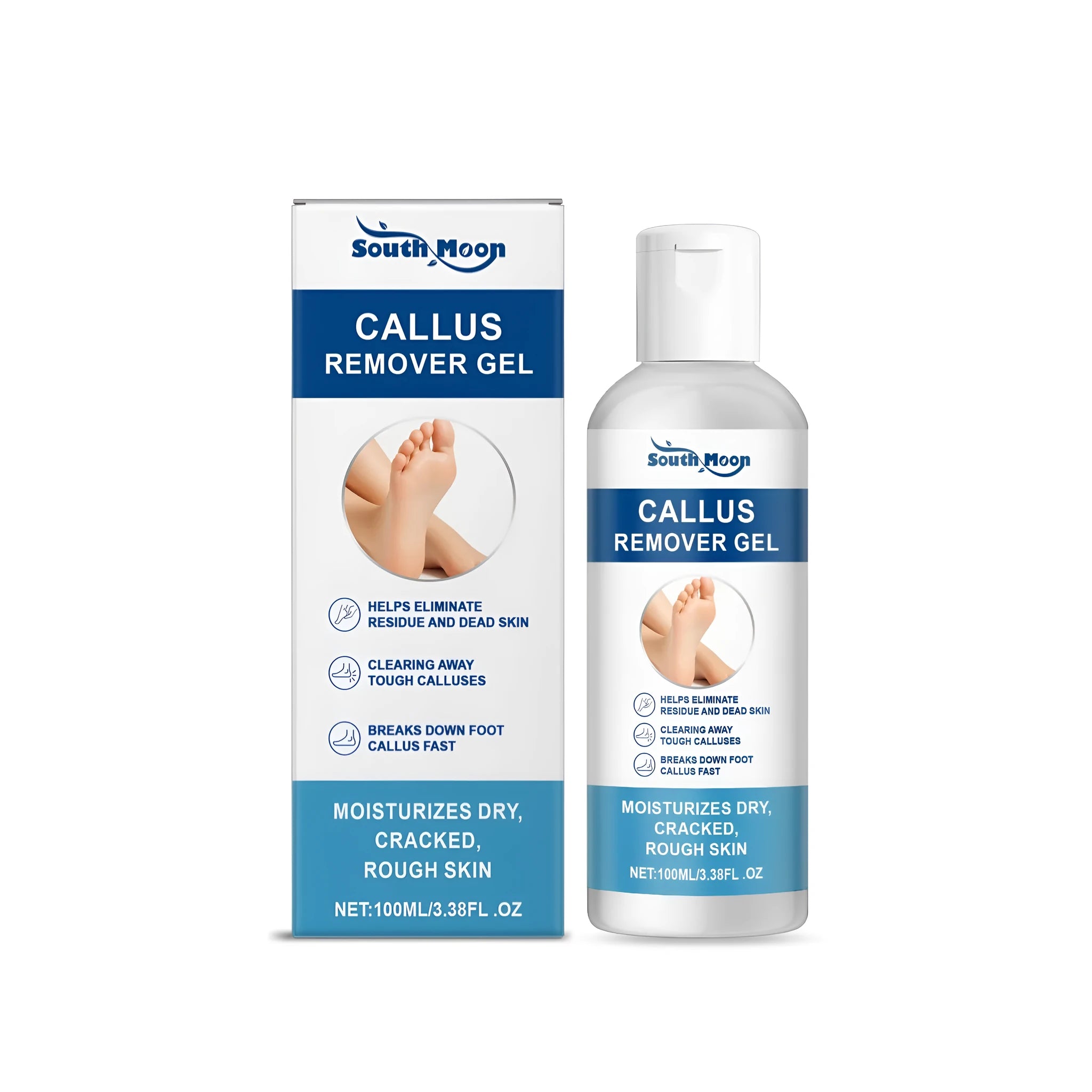 100g bottle of callus remover gel for feet with coconut oil and tea tree oil