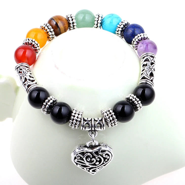 Seven Chakra Yoga Energy Bracelet with adjustable length for spiritual alignment