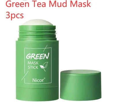 Premium green tea and eggplant mud mask for deep cleansing, oil control, and radiant skin