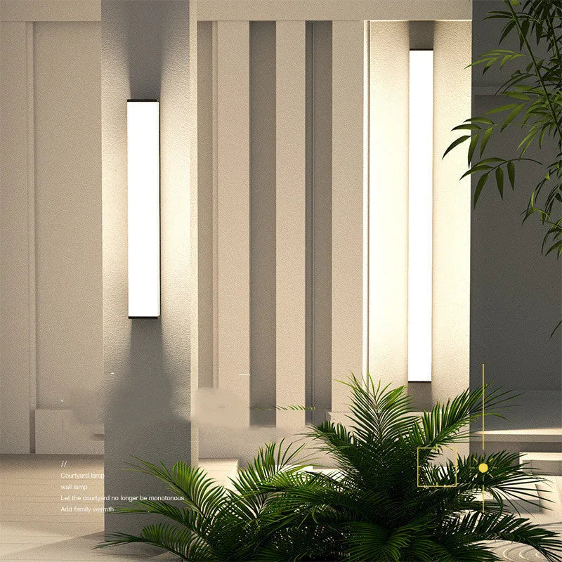 Outdoor wall light with LED strip, stainless steel and PC construction, IP65 waterproof rating