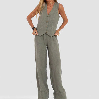 Chic summer vest and pants set for women in various colors and sizes