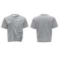 Men's grey loose fit cotton t-shirt with three-dimensional pleated texture detail on front.