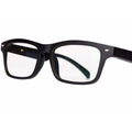 Black smart glasses with semi-open ear design showcasing integrated speakers for Bluetooth audio and calls.