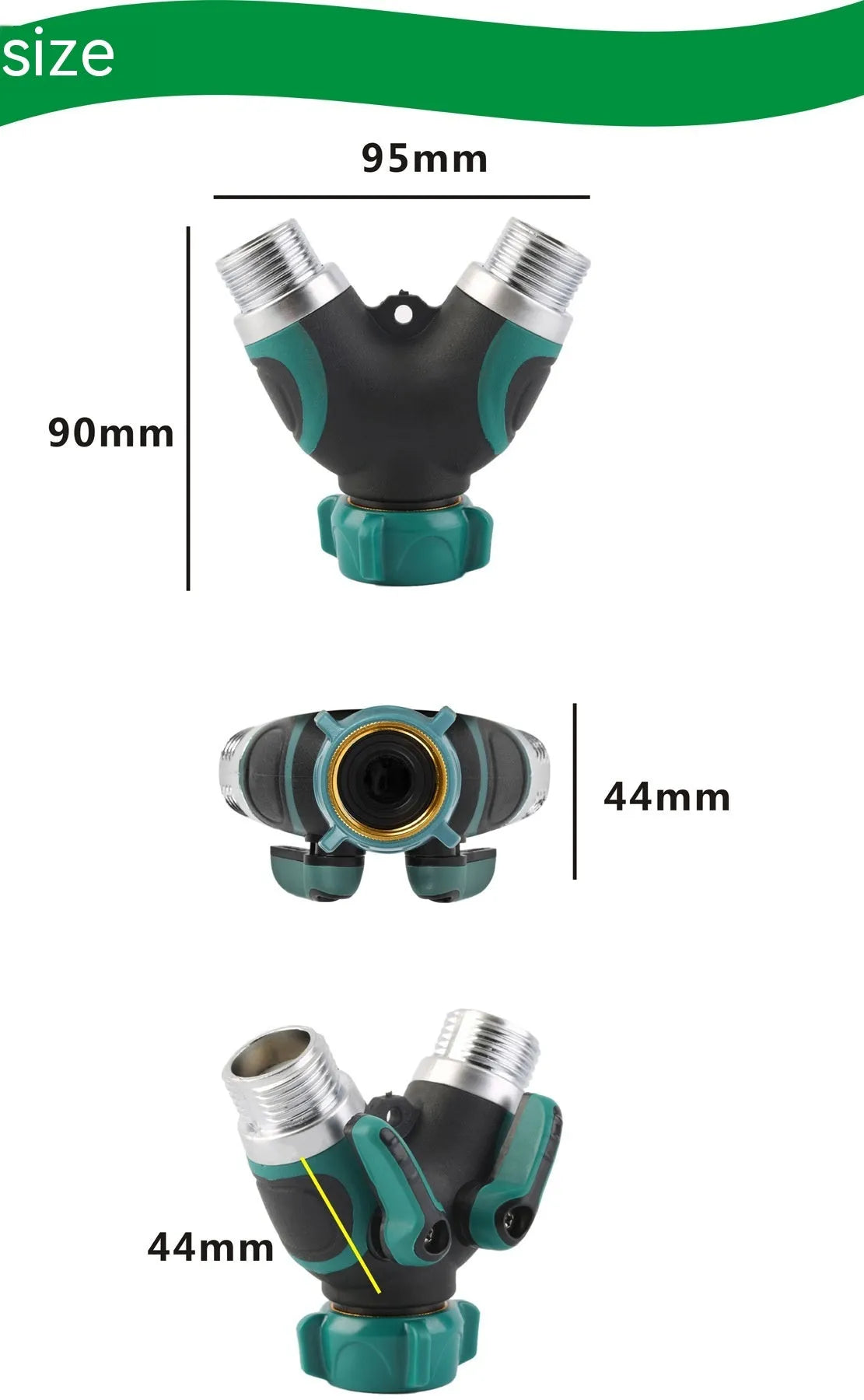Copper finish zinc alloy garden hose splitter with ball valve control mechanism