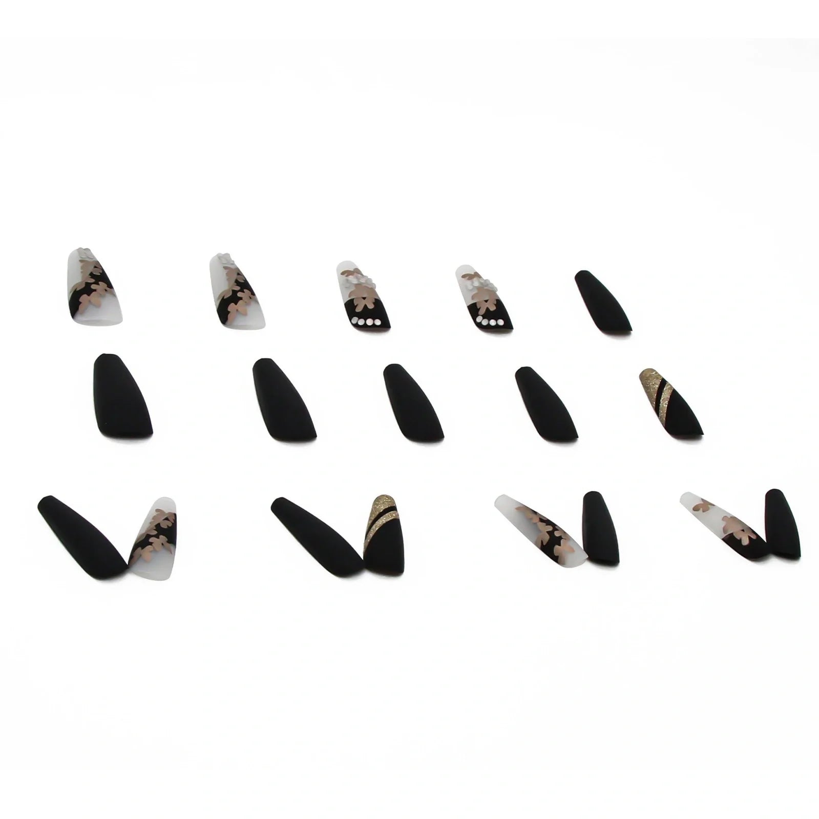 Golden butterfly design detachable nail polish patches with adhesive glue for instant application