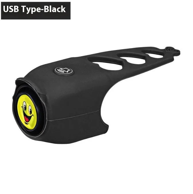 Black electronic bicycle horn for handlebars with two 2032 batteries