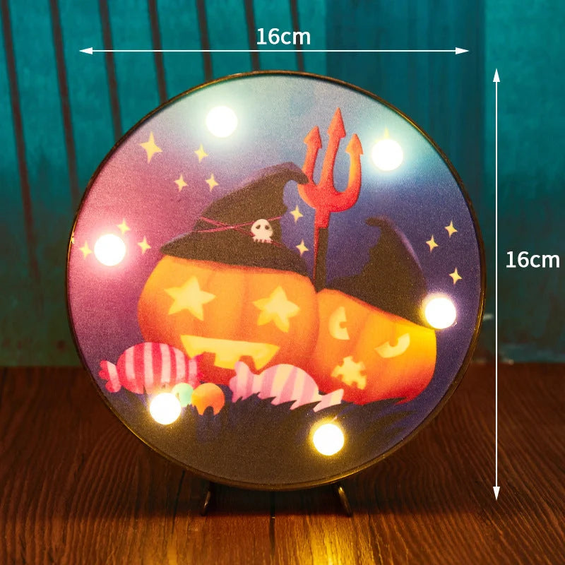 Halloween LED light decorations in pumpkin, ladybug, and bat designs