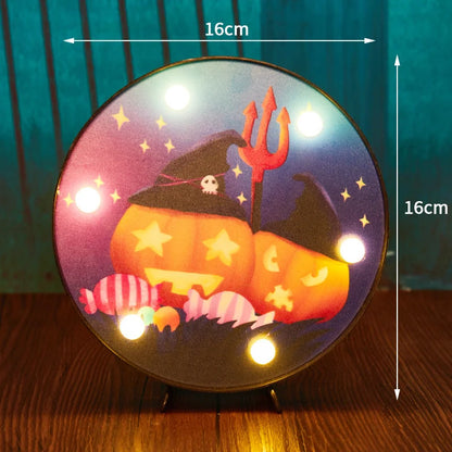 Halloween LED light decorations in pumpkin, ladybug, and bat designs