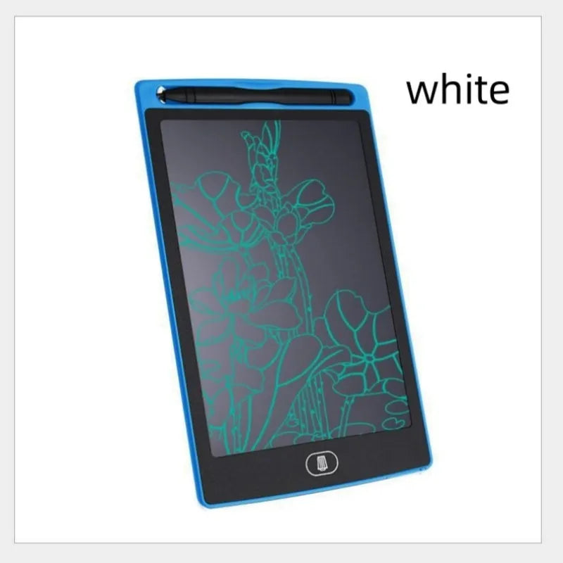 Electronic writing board for children with plastic construction and drawing surface in four colour options