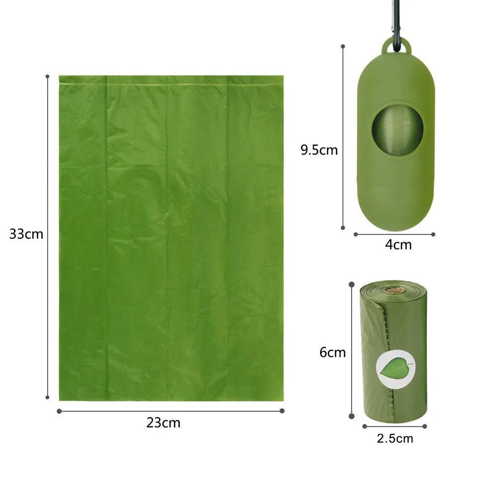 Roll of extra thick leak proof biodegradable dog waste bags for pet waste disposal