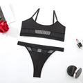 Women's black underwear set with fixed double shoulder straps and full cup design