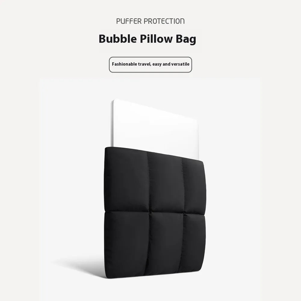 Soft fluffy polyester laptop sleeve in black retro style for 13-15.6 inch laptops