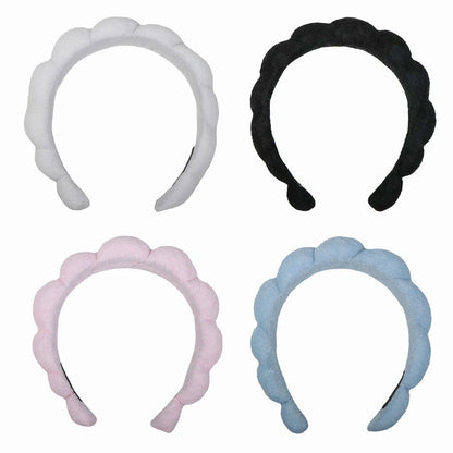 Handmade cloth SPA headband in pink, denim blue, black, or white for facial treatments and showers