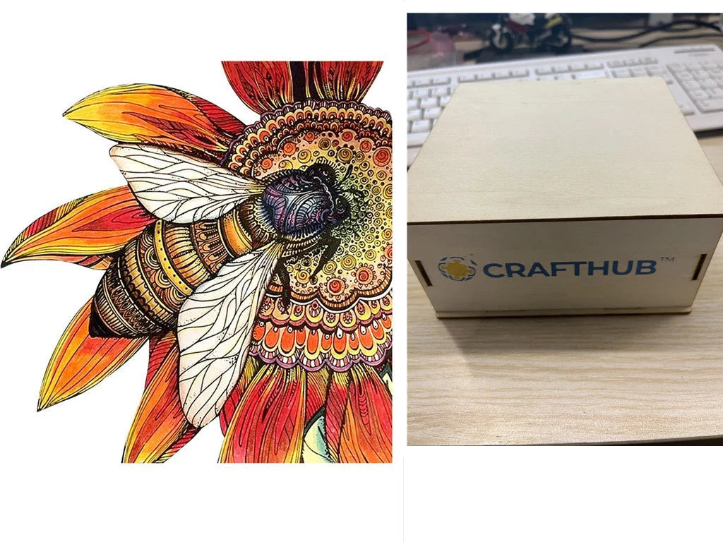 Animal Puzzle Craft Hub A3 Size Wooden Box for puzzle storage and display