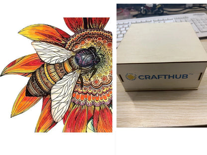 Animal Puzzle Craft Hub A3 Size Wooden Box for puzzle storage and display