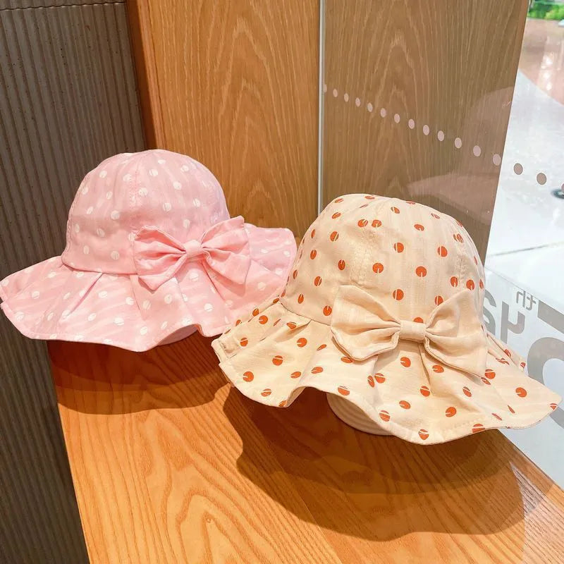 Children's sun hat with large brim in ice linen fabric, flower design, dome crown style for sun protection