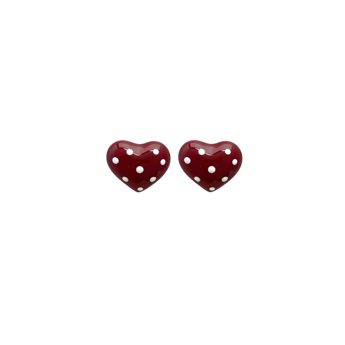 Red drip glaze love heart ear clip no piercing stud earrings on copper base simple style for women