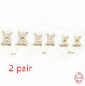 S925 sterling silver stud earrings with geometric crystal flower design in golden or platinum finish