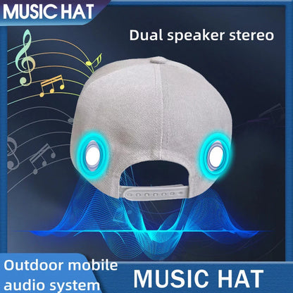 Bluetooth-compatible music hat for tennis in black and light grey with adjustable fit