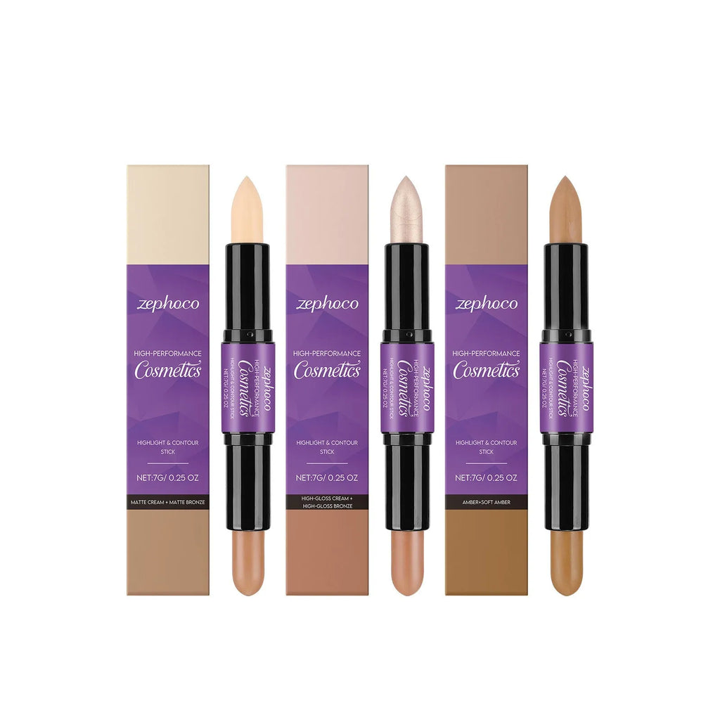 ZEPHOCO 2-in-1 cream highlighter and contour stick in a grooming stick format
