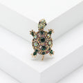 Retro rhinestone turtle brooch in alloy with diamond treatment, available in blue green red colours