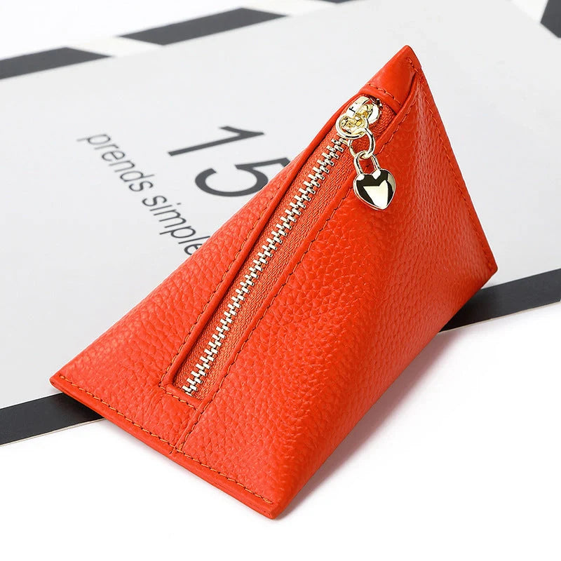 Women's mini coin purse in first layer cowhide, waterproof, available in six colours