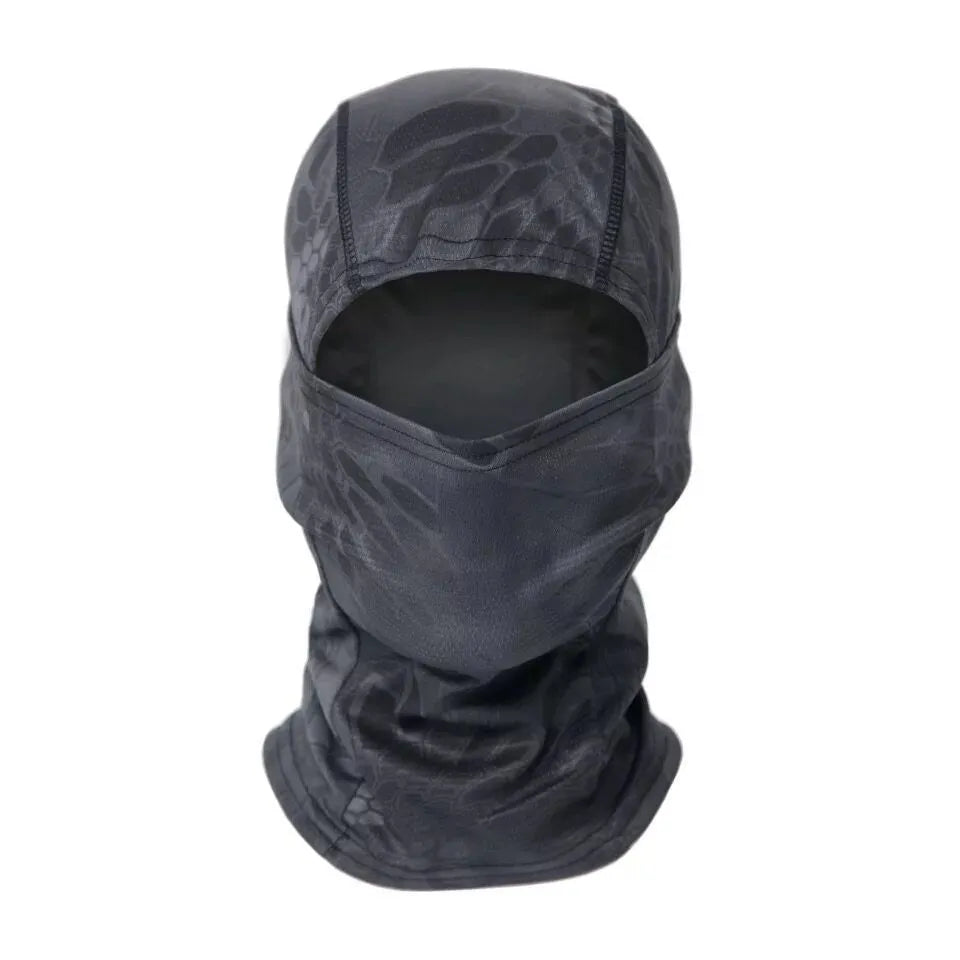 Tactical camouflage balaclava full face scarf mask in spandex/lycra with moisture wicking headband, multiple patterns available