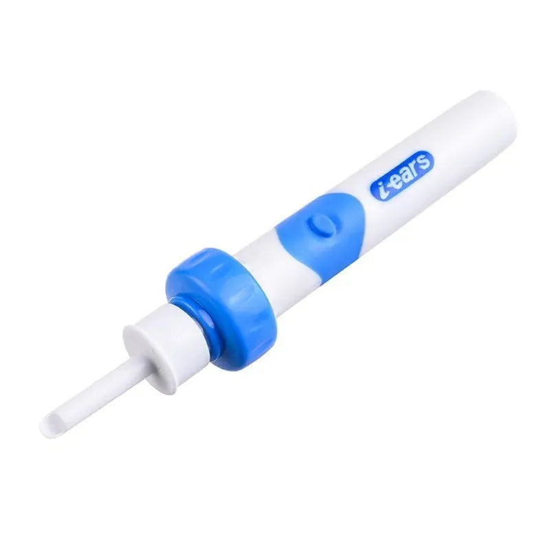 Electric ear scoop ear cleaner with silicone tips and USB charging cable on white background