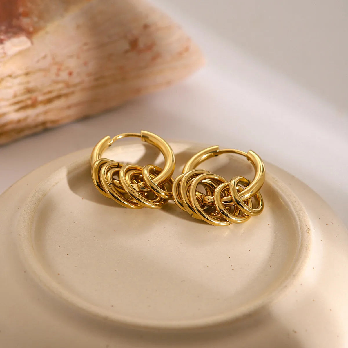 Personality brand stainless steel ins style earrings with electroplated colour finish